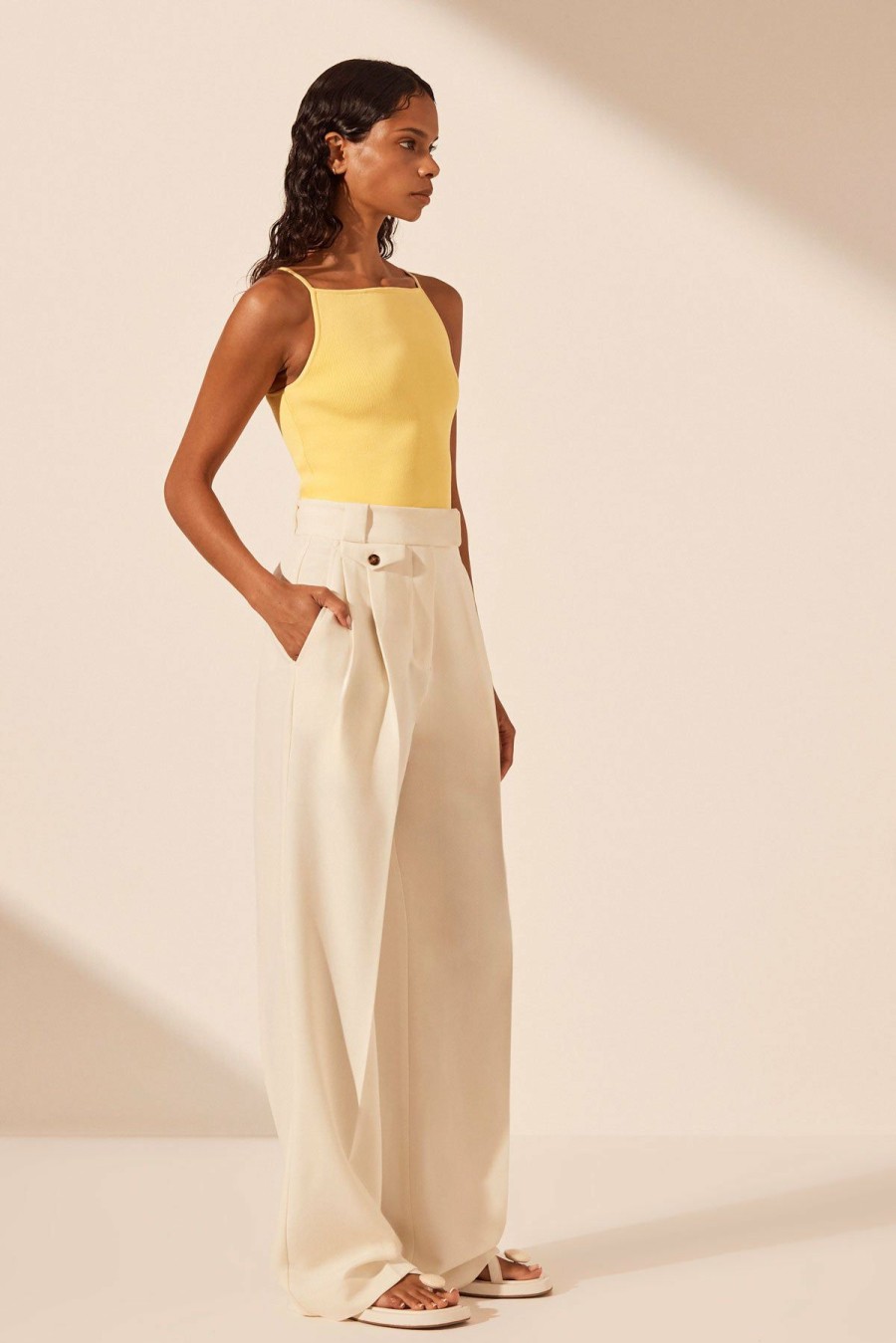 Clothing Shona Joy | Basic High Neck Top - Lemon