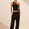 Clothing Shona Joy | Basic One Shoulder Open Back Top - Black