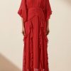 Clothing Shona Joy | Marquis Round Neck Balloon Sleeve Maxi Dress - Roma Red