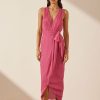 Clothing Shona Joy | Isola Plunged Cross Back Midi Dress - Ibis Rose