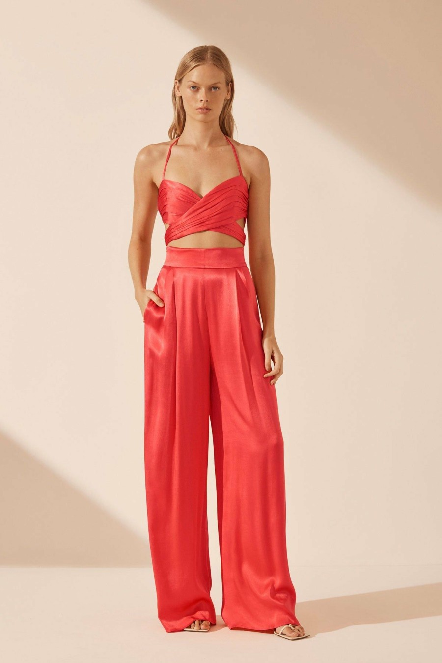 Clothing Shona Joy | Lydie Tuxedo Trouser - Poppy Red