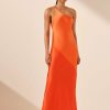 Clothing Shona Joy | Mia Contrast One Shoulder Cowl Back Maxi Dress - Red Orange / Hibiscus