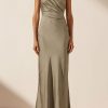 Clothing Shona Joy | Luxe Asymmetrical Gathered Maxi Dress - Eucalyptus