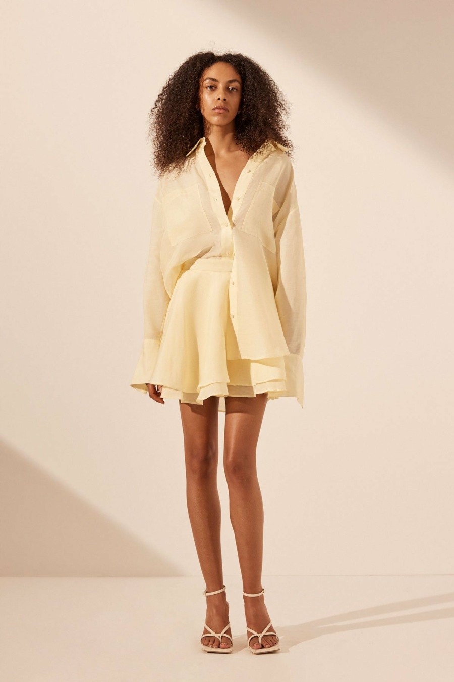 Clothing Shona Joy | Limon Oversized Patch Pocket Shirt