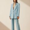 Clothing Shona Joy | Irena Collarless Oversized Blazer - Cool Blue