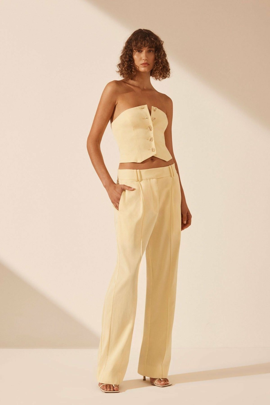 Clothing Shona Joy | Sara Low Rise Slouch Pant - Lemon