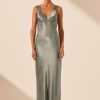 Clothing Shona Joy | La Lune Plunged Midi Dress - Sage