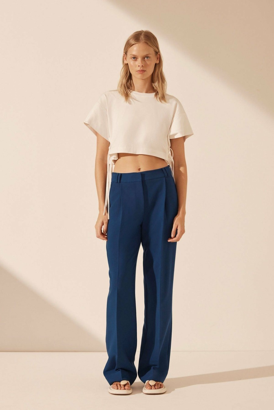 Clothing Shona Joy | Alda Double Tie Boxy T Shirt - Coconut