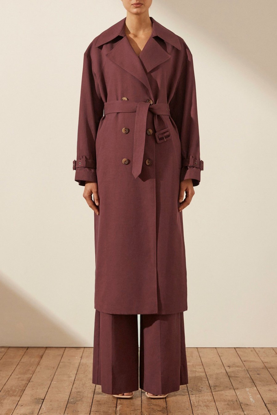 Clothing Shona Joy | Sara Trench Coat - Deep Wine