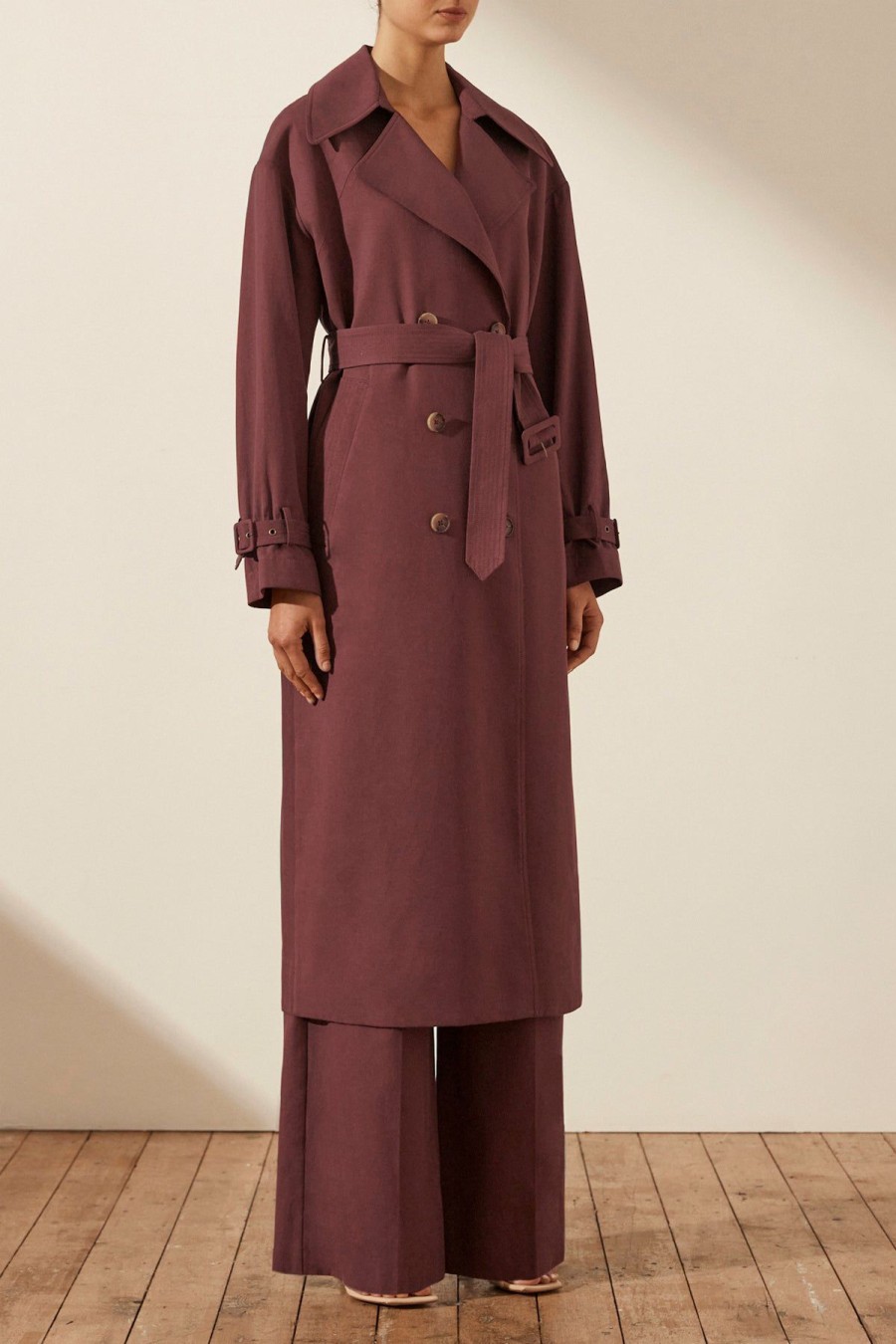 Clothing Shona Joy | Sara Trench Coat - Deep Wine