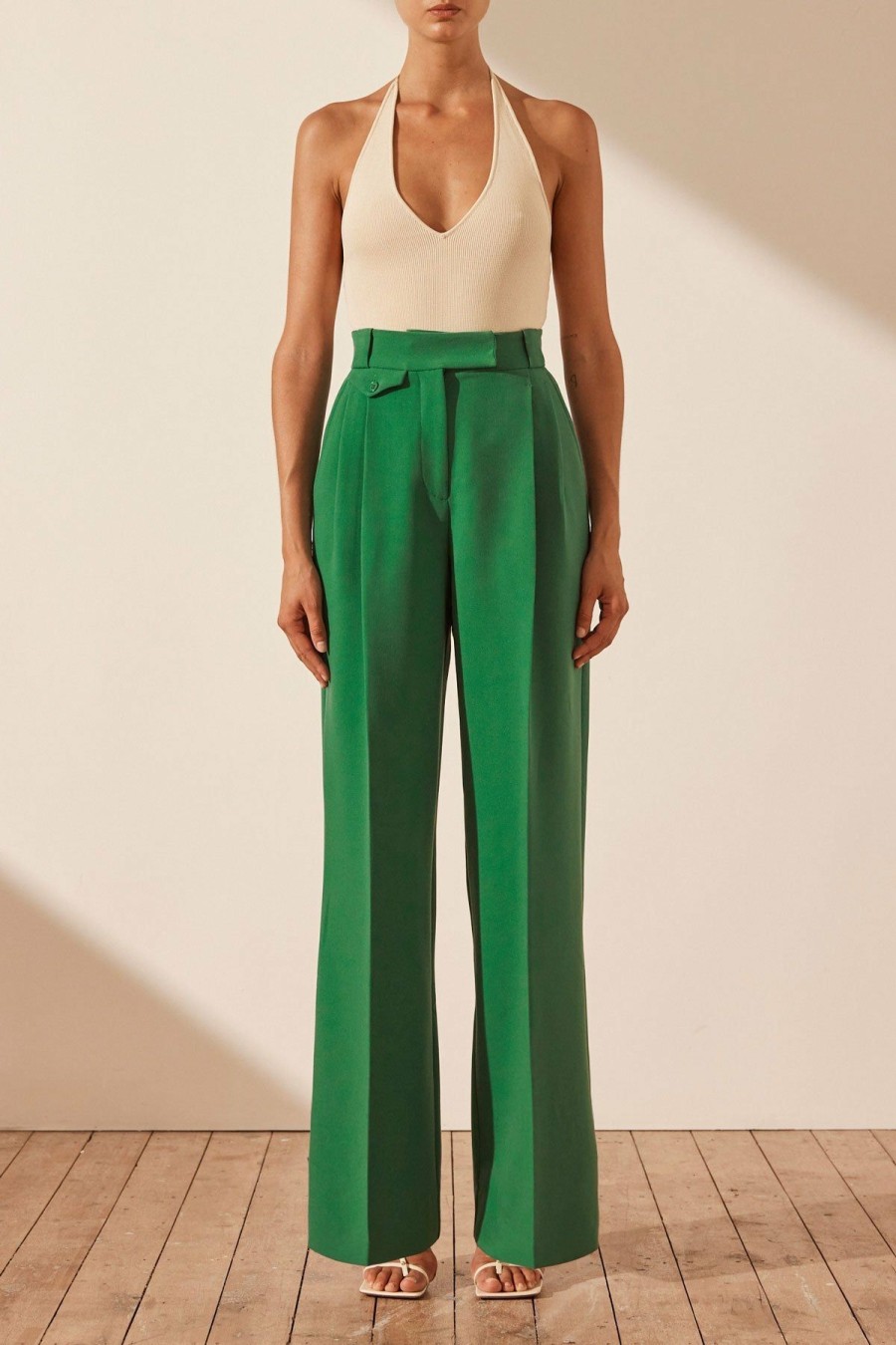 Clothing Shona Joy | Irena High Waisted Tailored Pant - Tree Green