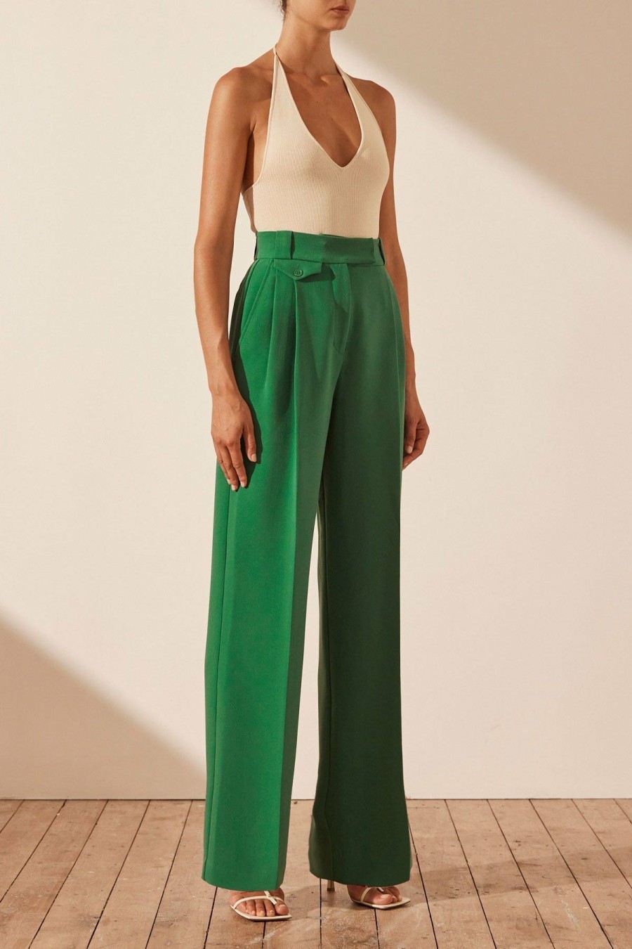 Clothing Shona Joy | Irena High Waisted Tailored Pant - Tree Green