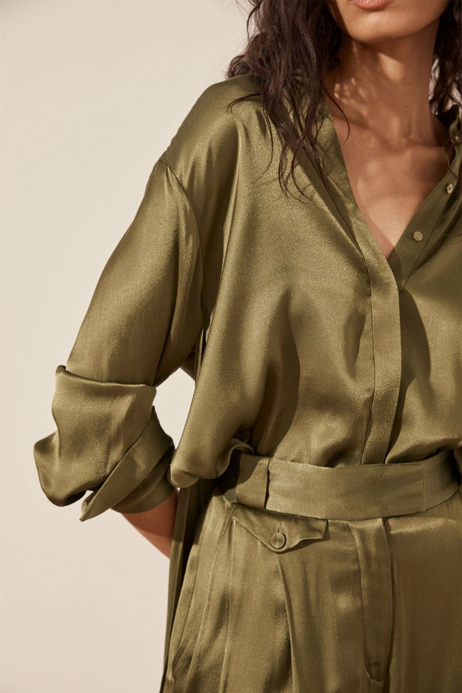 Clothing Shona Joy | Arienzo High Waisted Tailored Pant - Green Olive