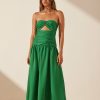 Clothing Shona Joy | Mare Linen Strapless Cut Out Midi Dress - Tree Green