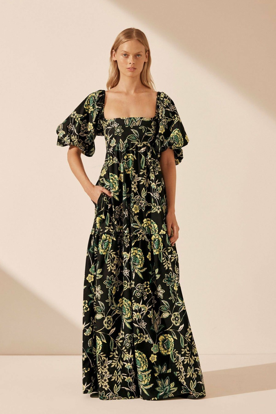 Clothing Shona Joy | Lina Square Neck Tiered Maxi Dress