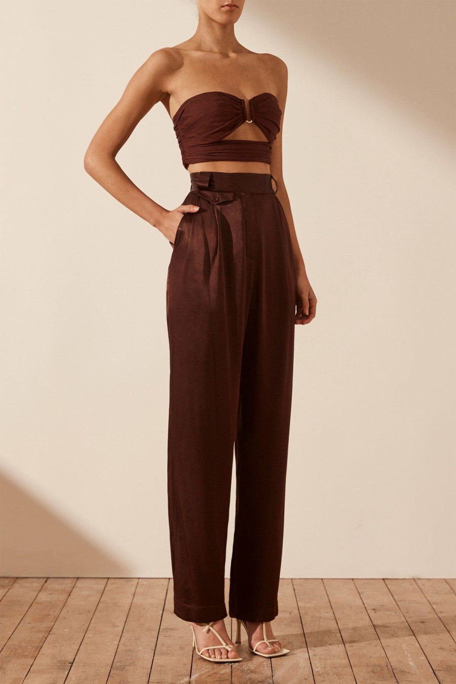 Clothing Shona Joy | Lana High Waisted Tailored Pant - Cocoa