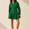 Clothing Shona Joy | Cecilia Long Sleeve Mini Dress - Tree Green