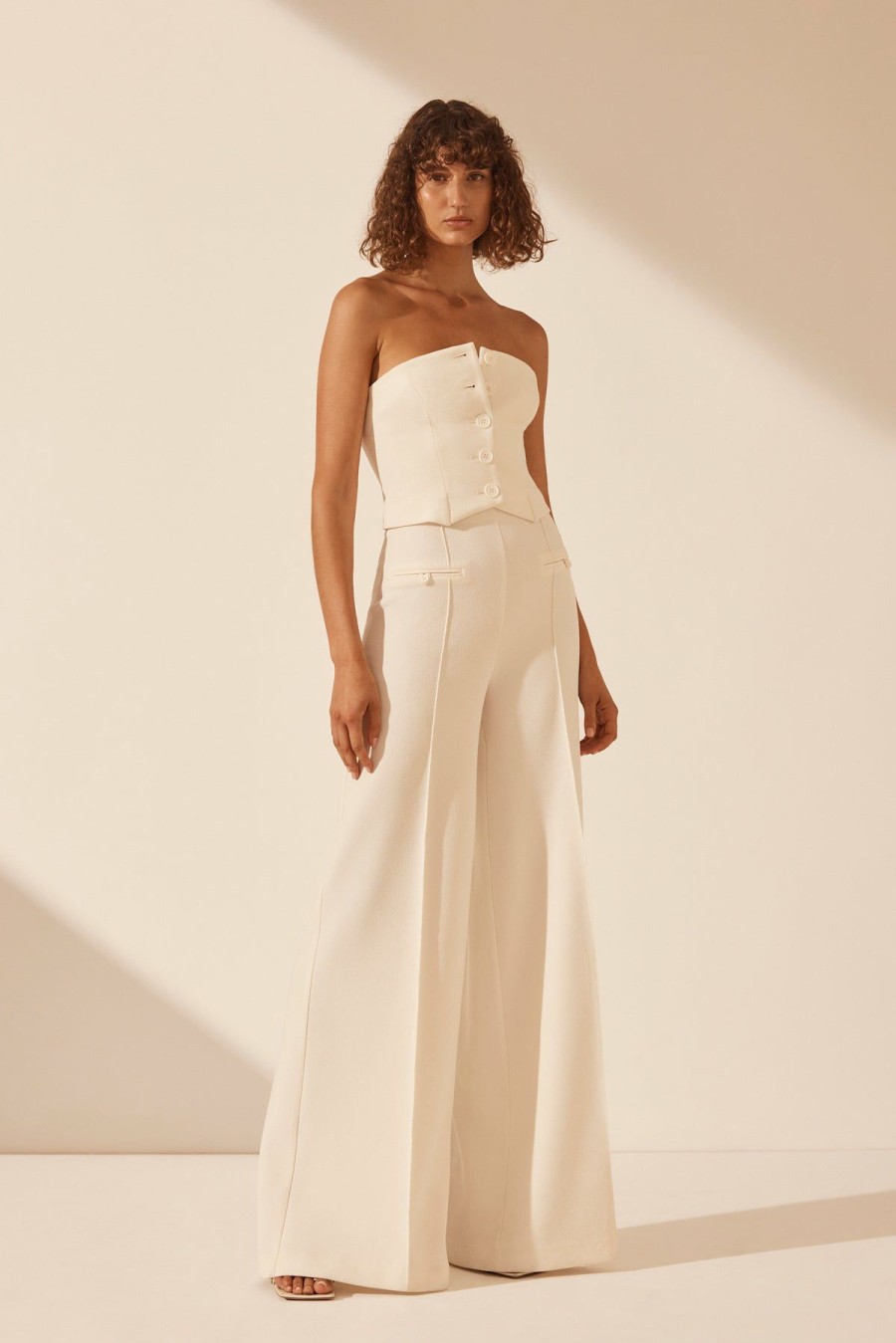 Clothing Shona Joy | Amura High Waisted Wide Leg Pant - Cream