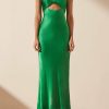 Clothing Shona Joy | Lana Ruched Halter Midi Dress - Tree Green