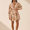 Clothing Shona Joy | Mouillage Linen Long Sleeve Mini Dress