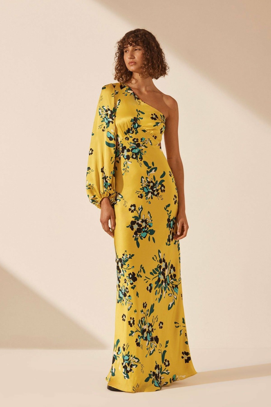 Clothing Shona Joy | Romilly Silk One Shoulder Open Back Maxi Dress