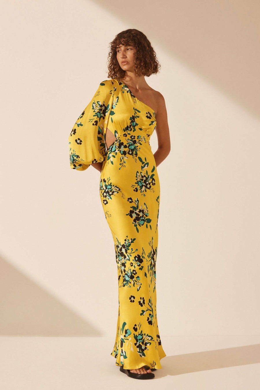 Clothing Shona Joy | Romilly Silk One Shoulder Open Back Maxi Dress