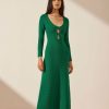 Clothing Shona Joy | Eve Long Sleeve Keyhole Midi Dress - Tree Green