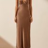 Clothing Shona Joy | Milo Plunged Cross Back Midi Dress - Cacao