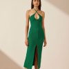 Clothing Shona Joy | Eve Keyhole Midi Dress - Tree Green