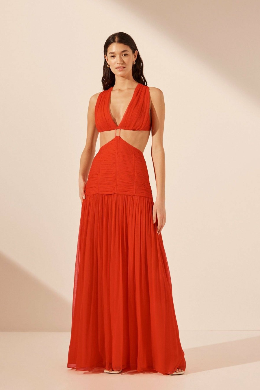 Clothing Shona Joy | Maya Cut Out Ring Maxi Dress - Hibiscus