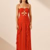 Clothing Shona Joy | Maya Ruched Lace Up Maxi Dress - Hibiscus