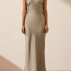 Clothing Shona Joy | Luxe High Neck Ruched Midi Dress - Eucalyptus