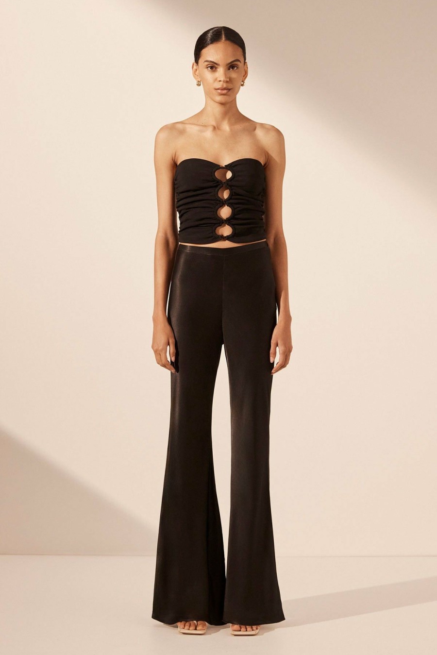 Clothing Shona Joy | Camille Bias Cut Flared Pant - Black