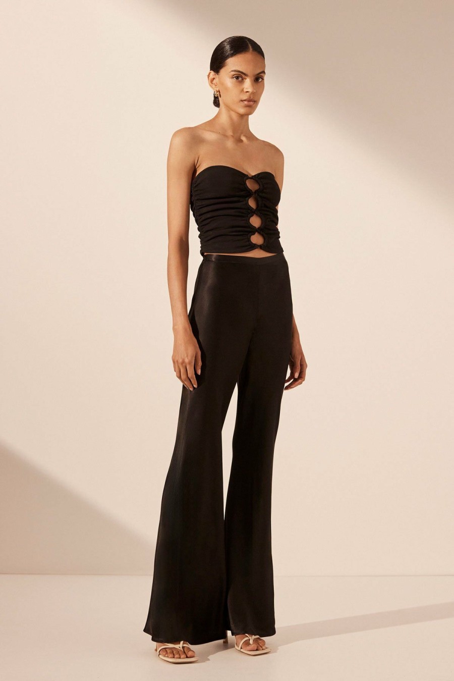 Clothing Shona Joy | Camille Bias Cut Flared Pant - Black