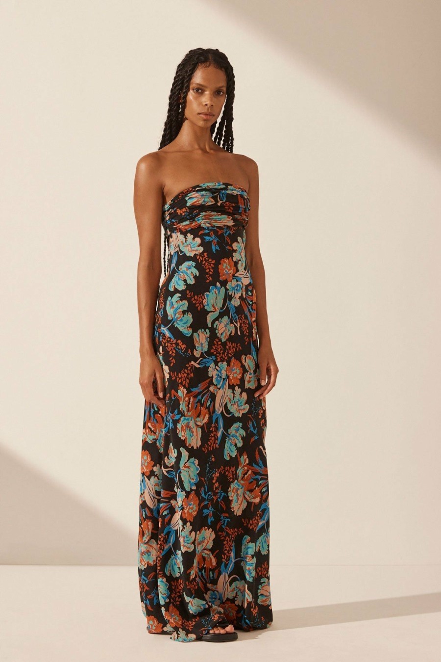 Clothing Shona Joy | Flotte Silk Ruched Bodice Maxi Dress