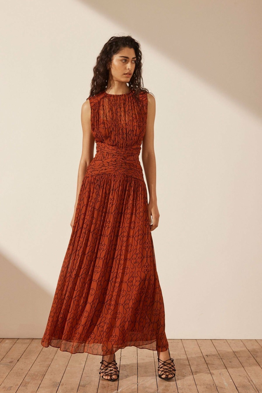 Clothing Shona Joy | Atrani Round Neck Midi Dress