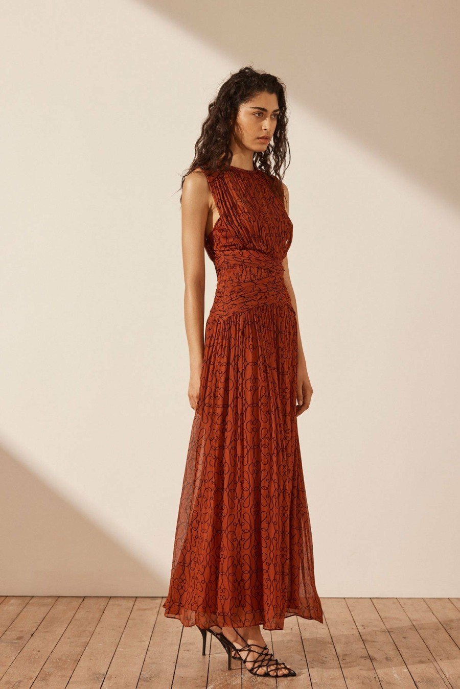 Clothing Shona Joy | Atrani Round Neck Midi Dress