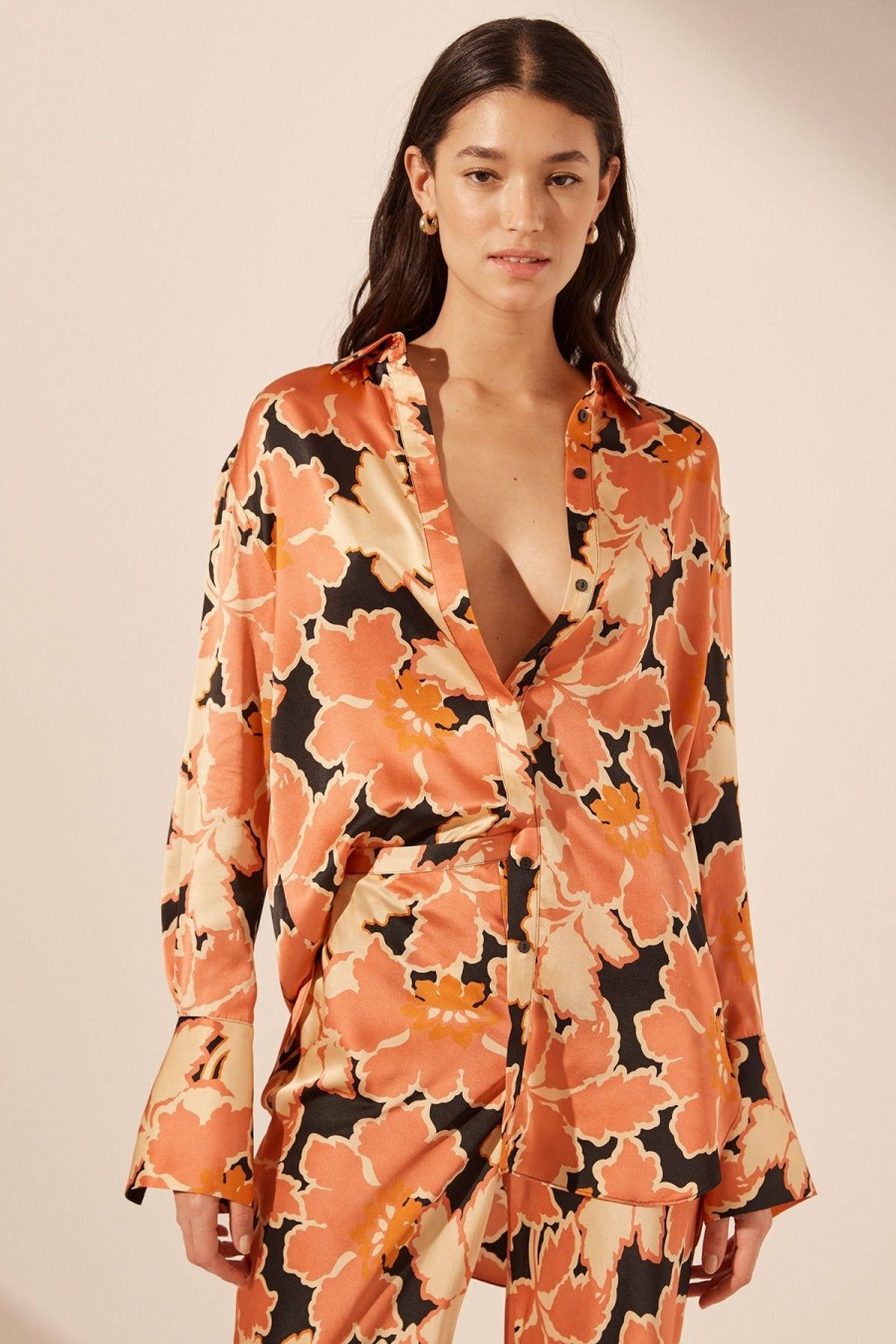 Clothing Shona Joy | Rosa Silk Relaxed Shirt