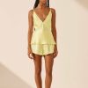 Clothing Shona Joy | La Lune Lounge Plunged Slip Cami Set - Lemon