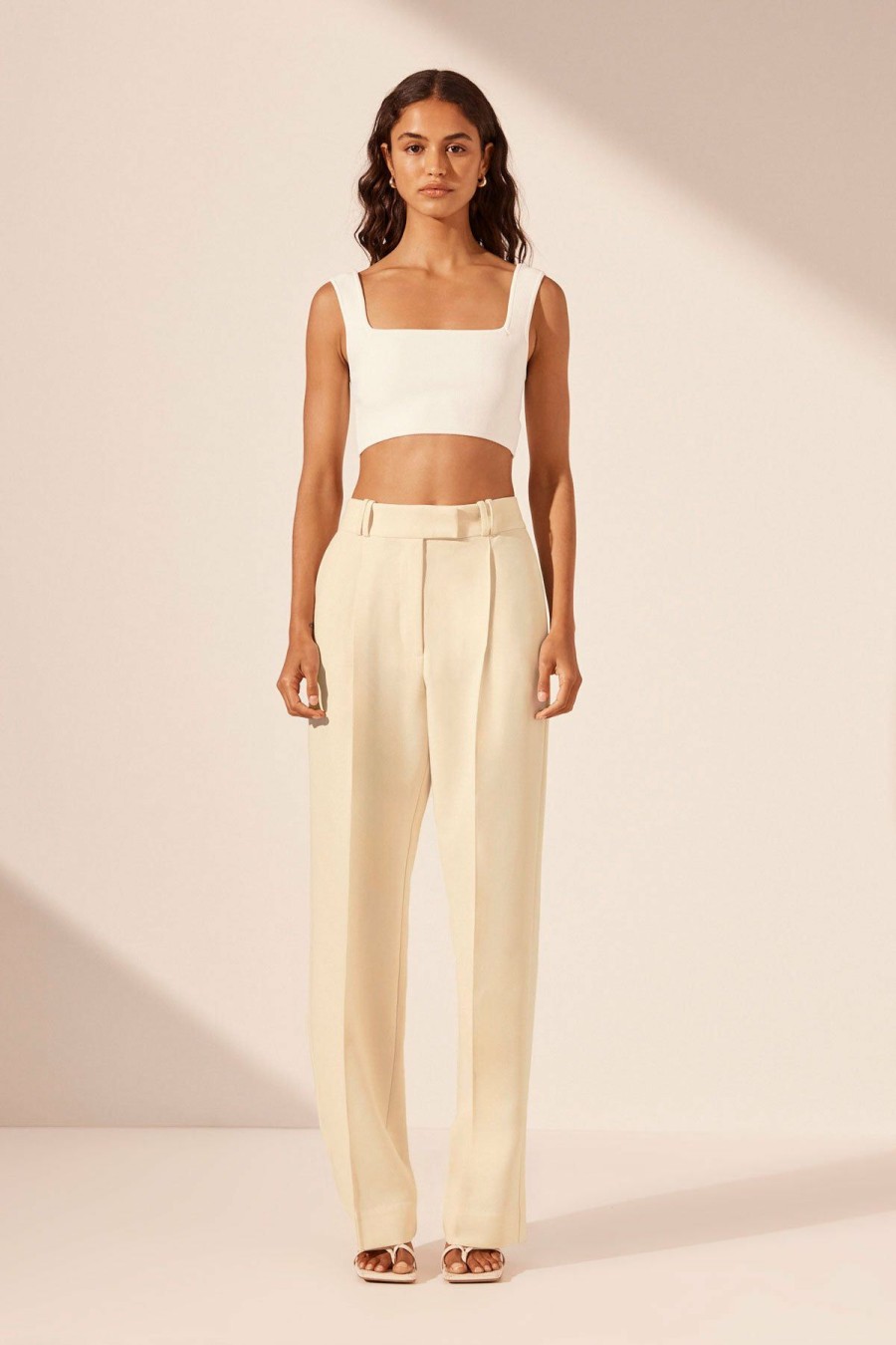 Clothing Shona Joy | Basic Square Neck Crop Top - Ivory