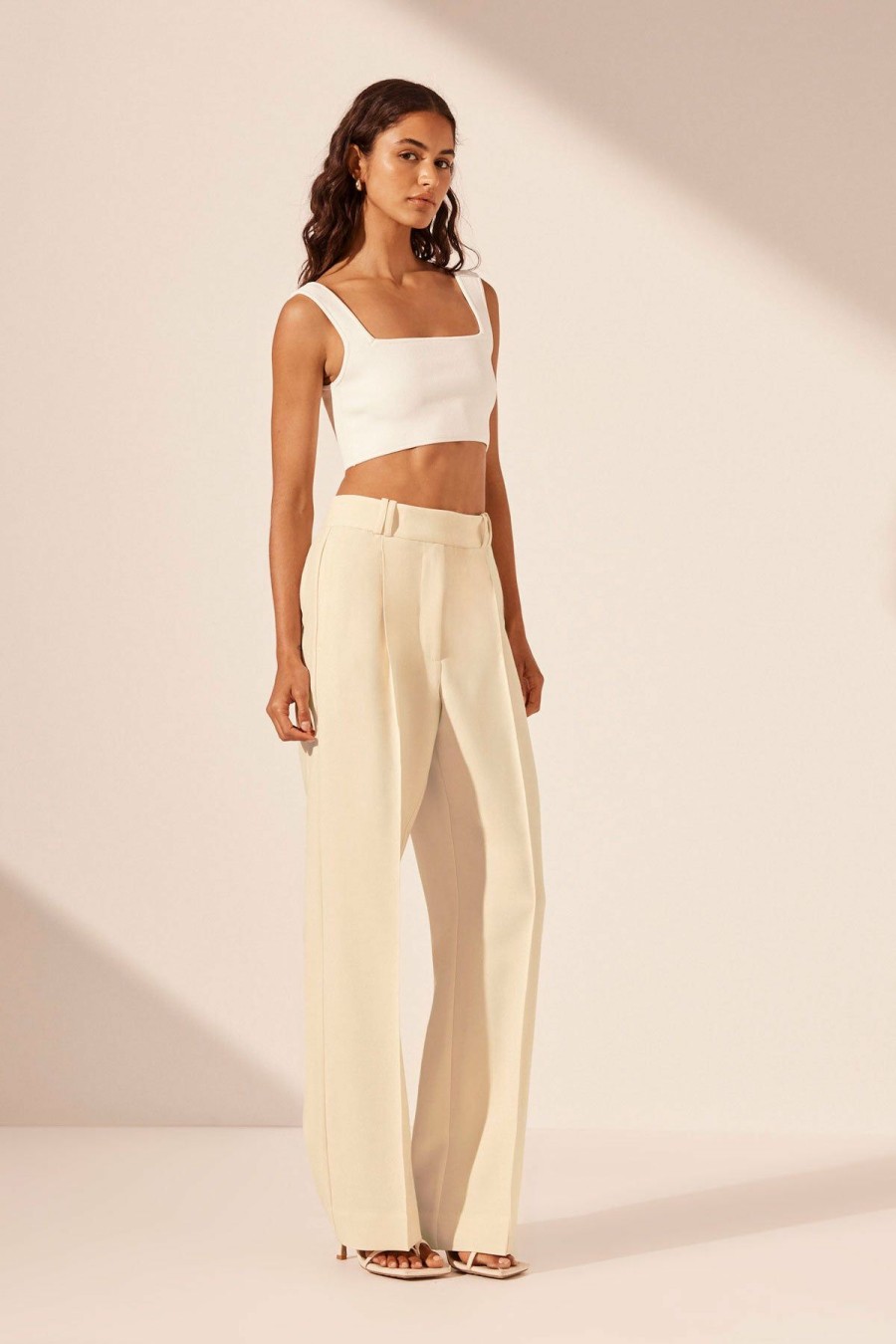 Clothing Shona Joy | Basic Square Neck Crop Top - Ivory