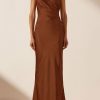 Clothing Shona Joy | Luxe Asymmetrical Gathered Maxi Dress - Mocha