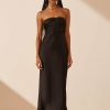 Clothing Shona Joy | Luxe Strapless Ruched Bodice Midi Dress - Onyx