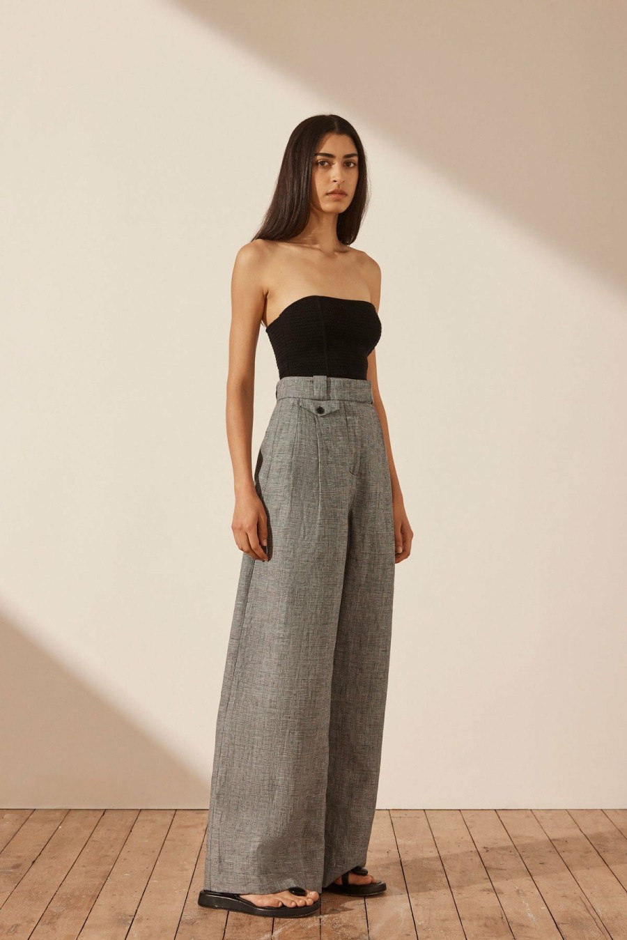 Clothing Shona Joy | Birilla Linen Tailored Wide Leg Pant - Ash