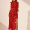 Clothing Shona Joy | Marquis High Neck Midi Dress - Roma Red