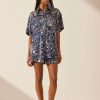 Clothing Shona Joy | Mer Silk Short Sleeve Relaxed Shirt