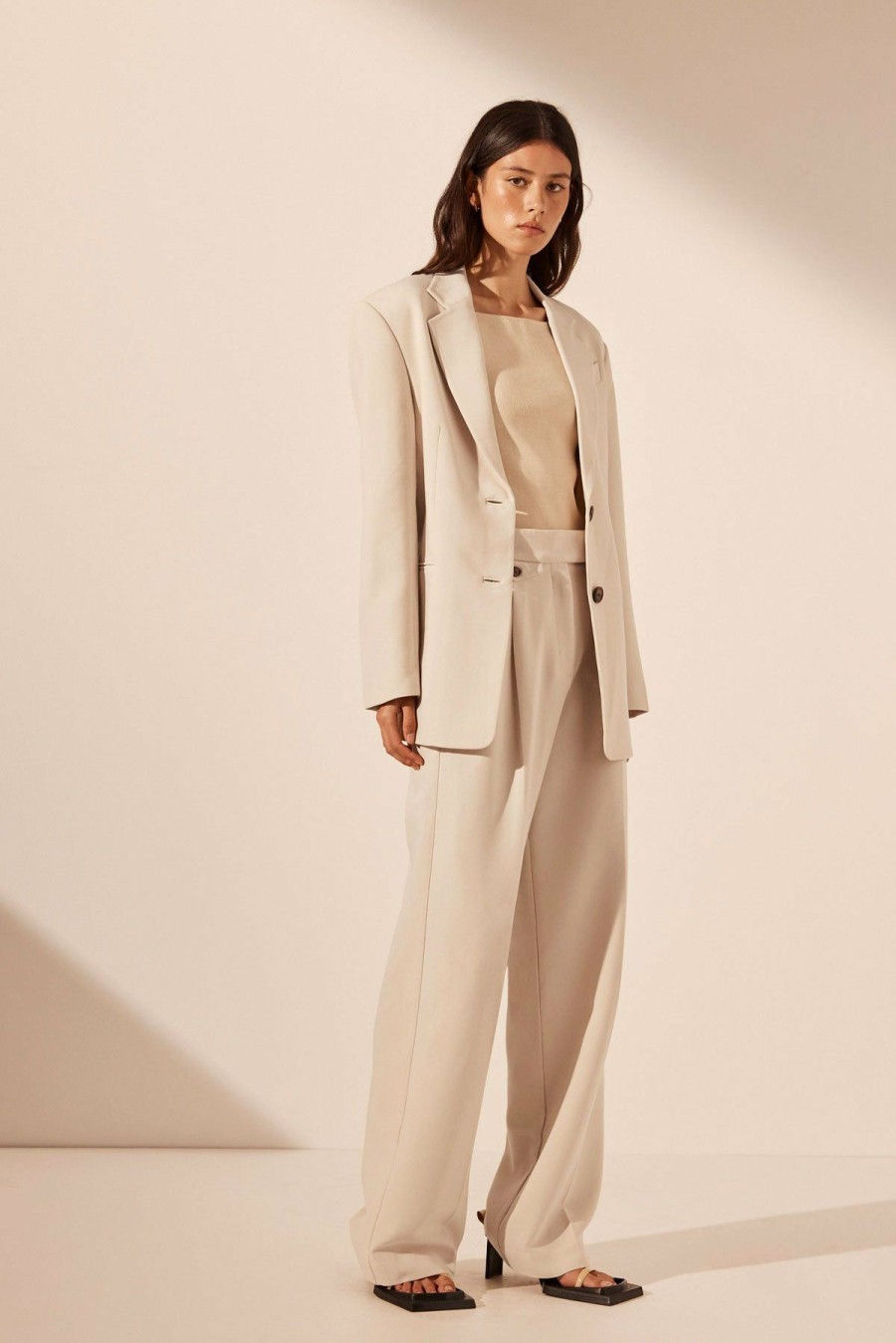 Clothing Shona Joy | Irena Oversized Tailored Blazer - Bone