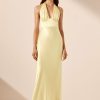 Clothing Shona Joy | La Lune Plunged Halter Midi Dress - Lemon