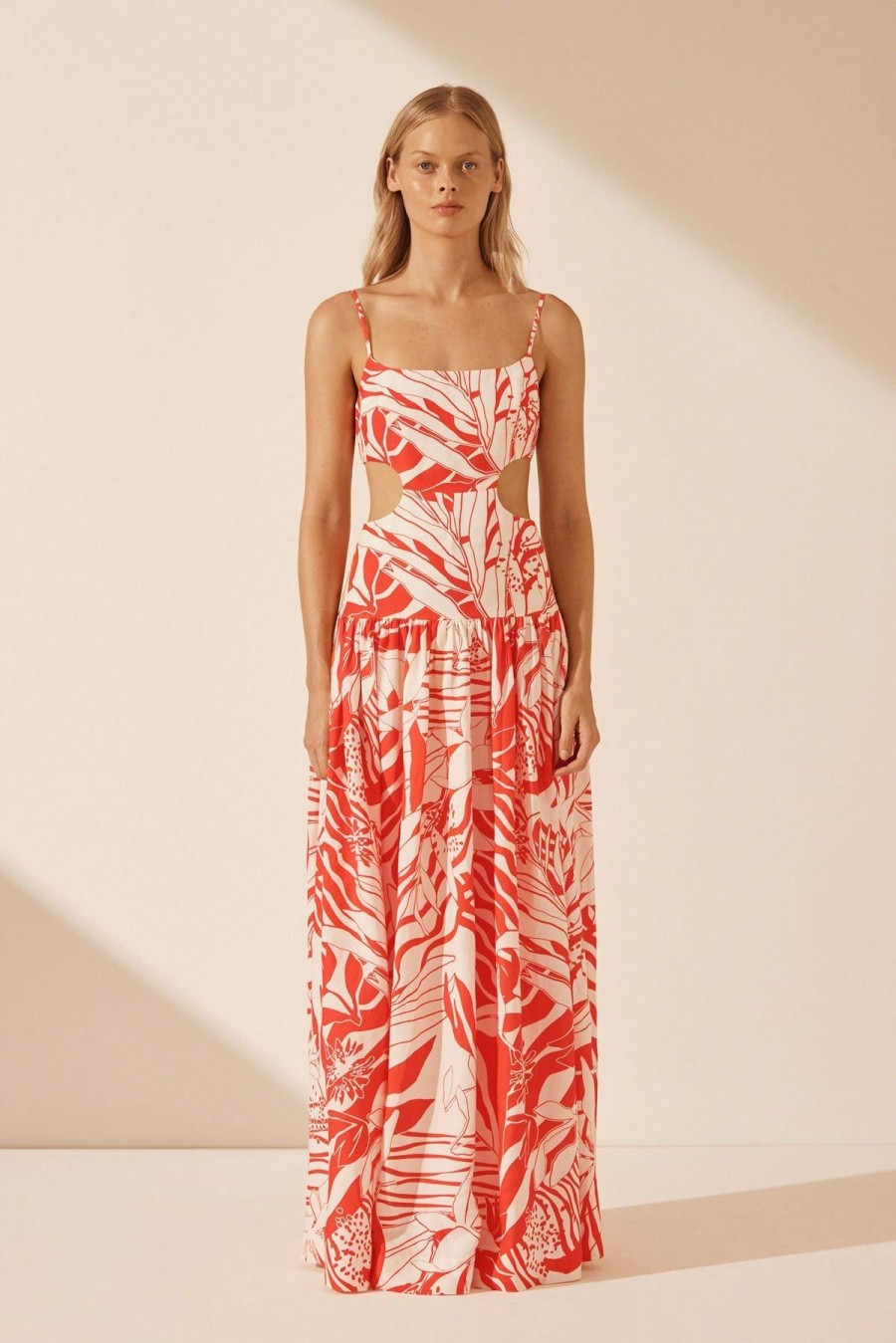 Clothing Shona Joy | Airelles Linen Cut Out Maxi Dress