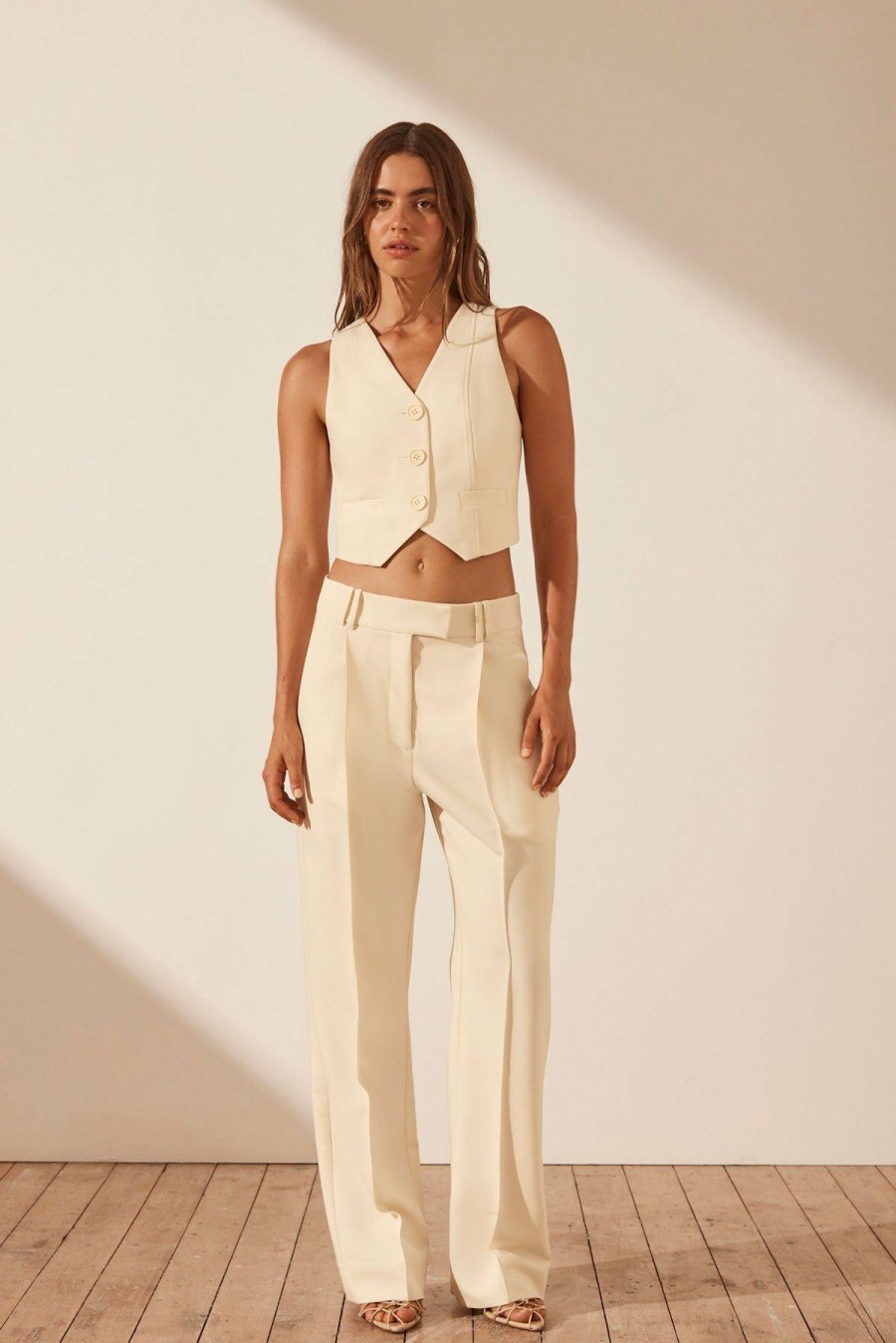 Clothing Shona Joy | Irena Low Rise Slouch Pant - Rice